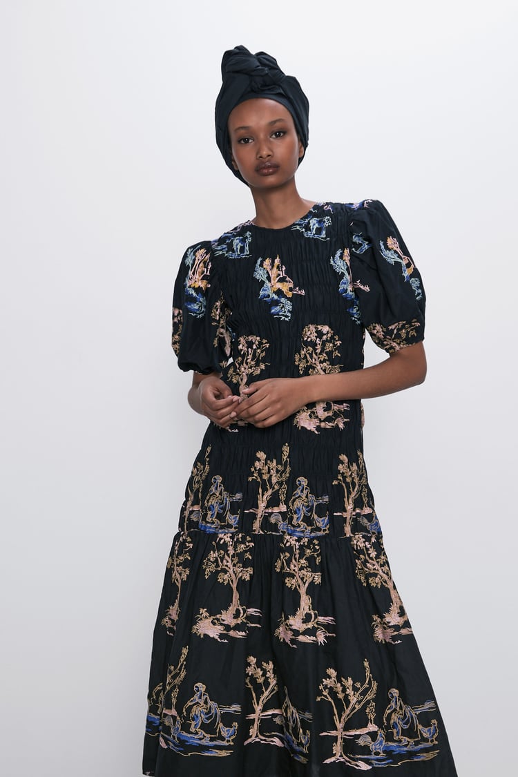 Image 2 of EMBROIDERED STRETCH DRESS from Zara