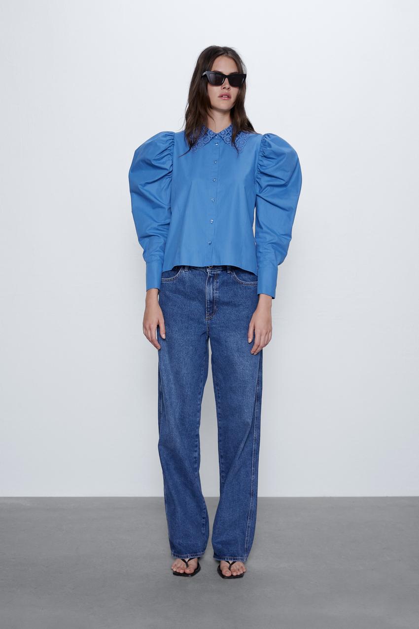 Image 1 of SHIRT WITH CROCHET COLLAR from Zara