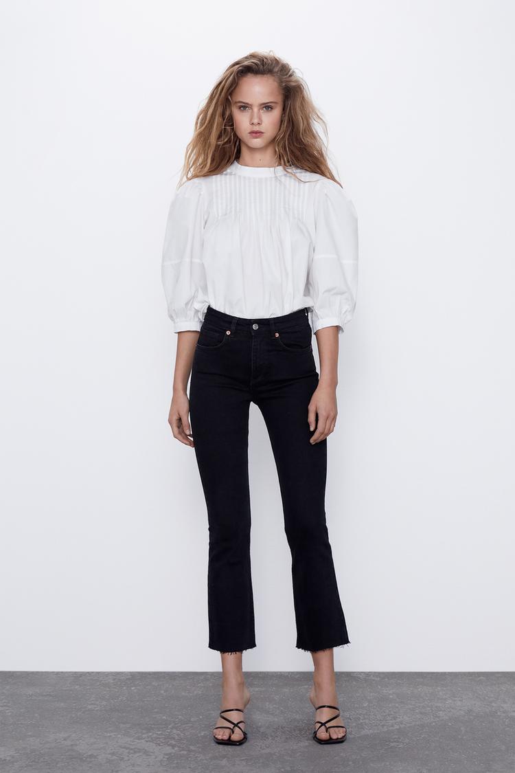 Cropped Flare Mid Rise Jeans Trf Zara United Kingdom