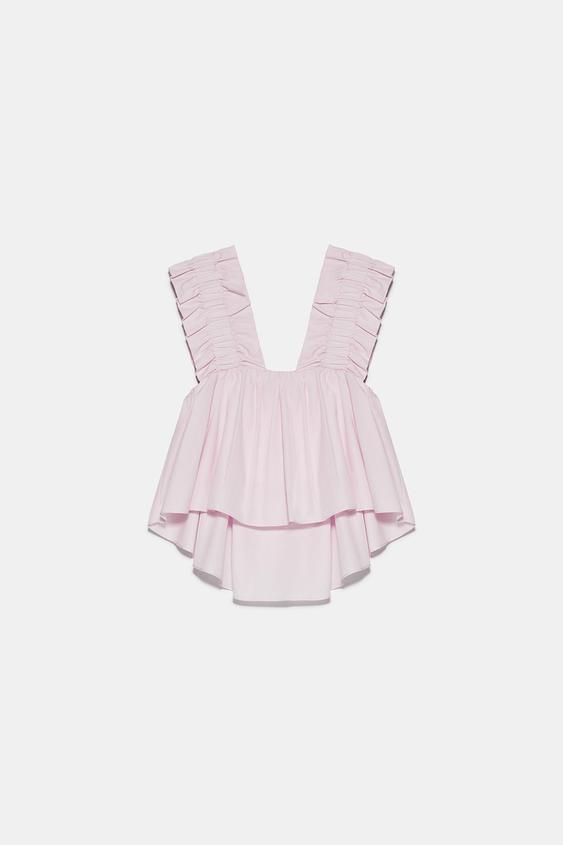 zara pink ruffle top