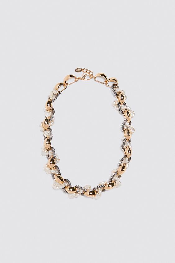 Braided Natural Pearl Necklace Zara United Kingdom