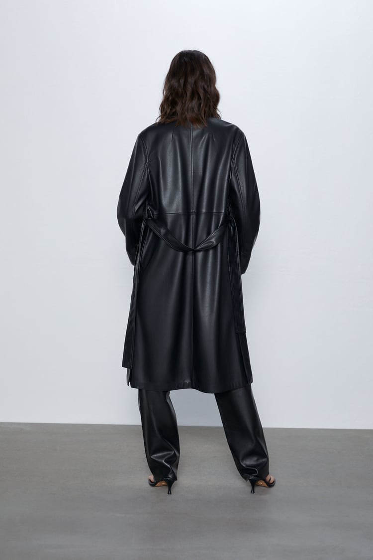 Image 4 of FAUX LEATHER TRENCH COAT from Zara