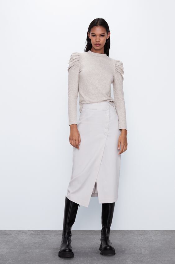 SOFT-TOUCH SWEATSHIRT WITH PUFF SLEEVES TRF