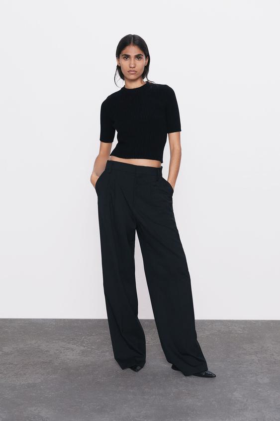 CROPPED RIBBED SWEATER