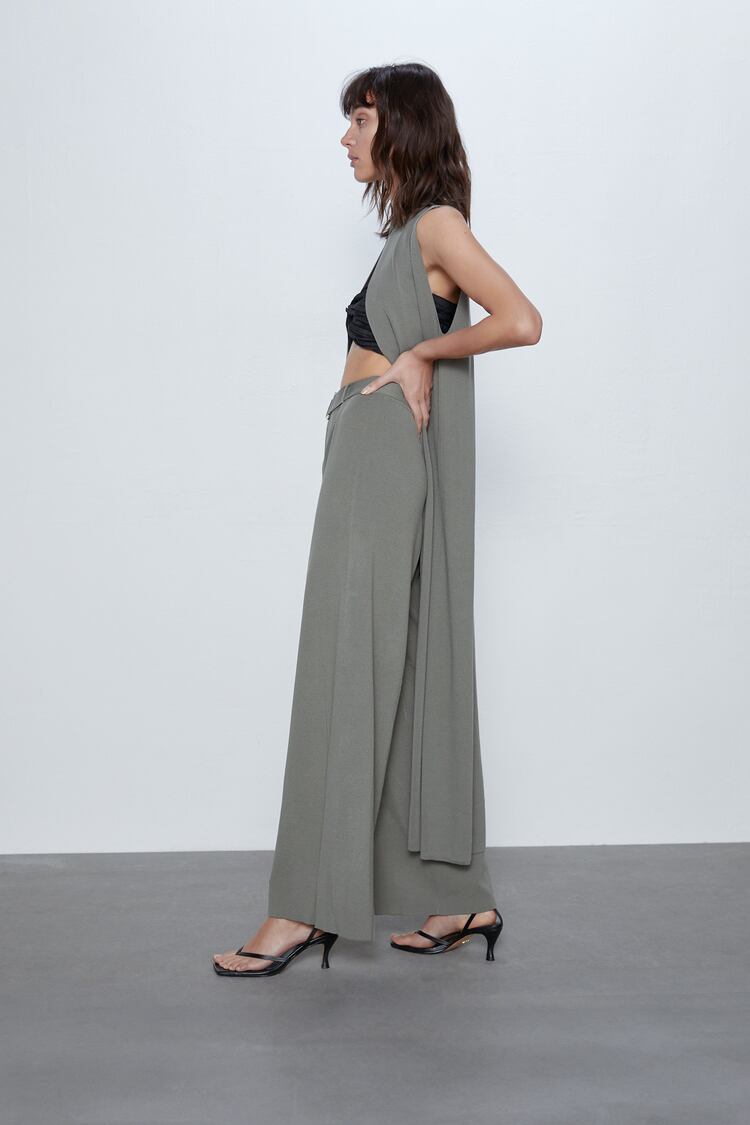 Image 4 of WIDE-LEG TROUSERS WITH BELT from Zara