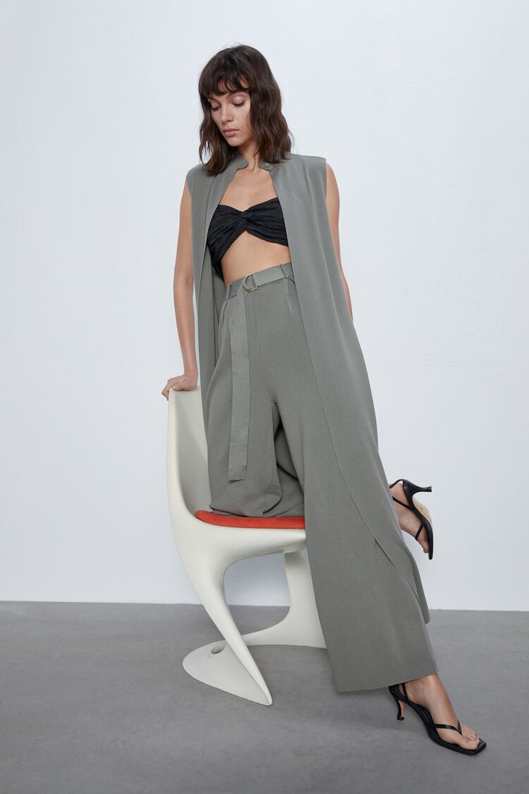 Image 5 of WIDE-LEG TROUSERS WITH BELT from Zara