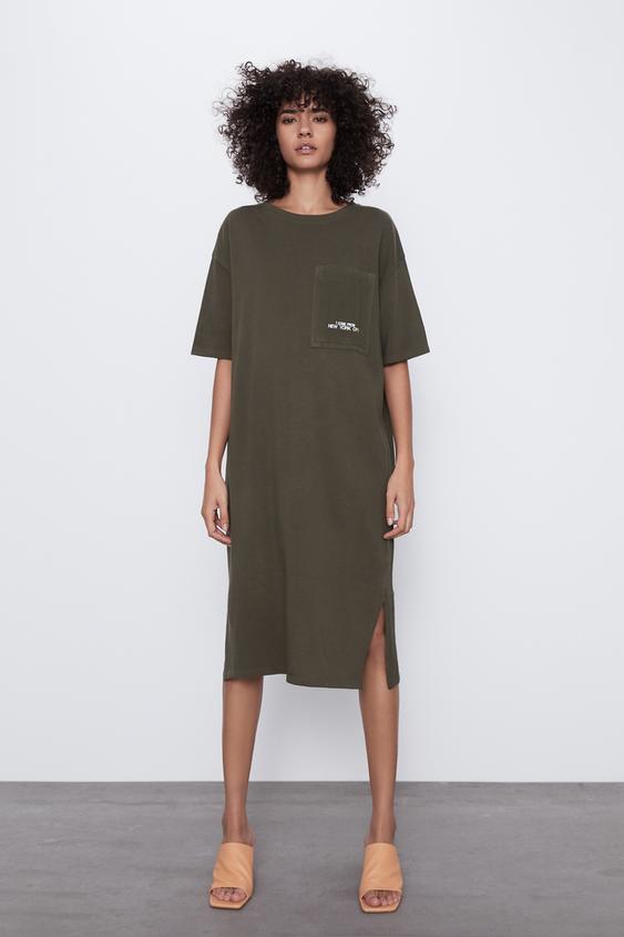 Velours Jurk Met Zak Zara Belgie