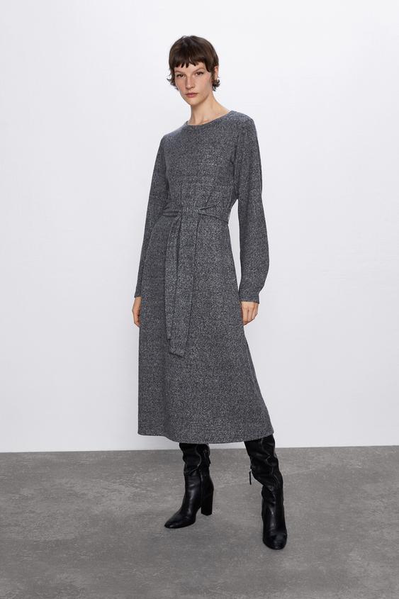 Zachte Jurk Met Ceintuur Zara Nederland