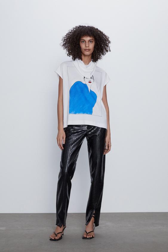 T Shirt With Front Print Zara Indonesia