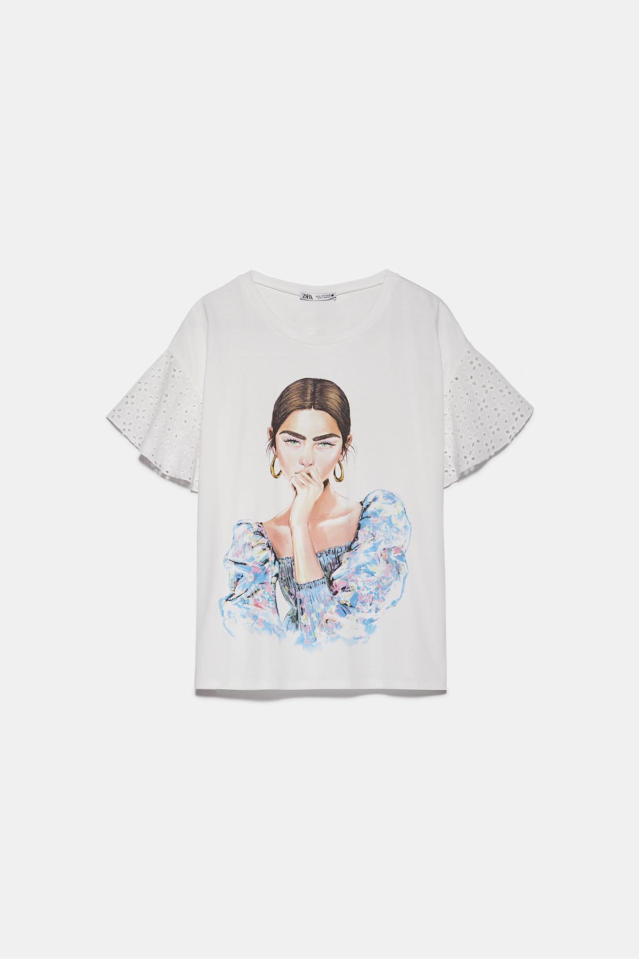Imagem 1 de T-SHIRT COMBINADA ESTAMPADA da Zara