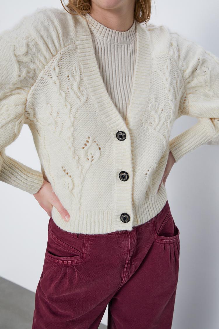 Jewel Button Knit Cardigan Zara United States