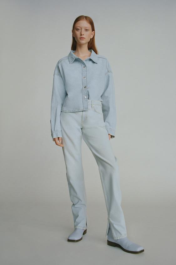 SPLIT SLIM FIT MID-RISE JEANS TRF