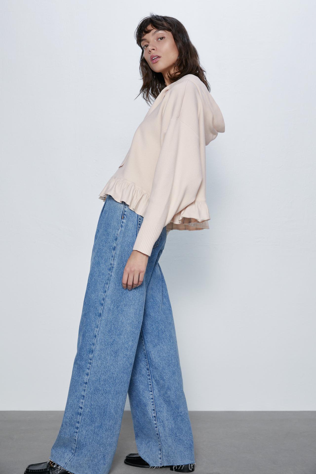 Image 3 of KNIT HOODIE WITH RUFFLES from Zara