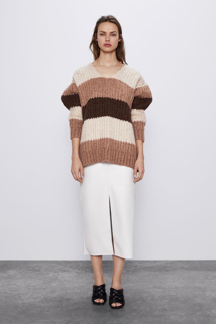 Maglia Misto Lana A Righe Zara Italia Italy