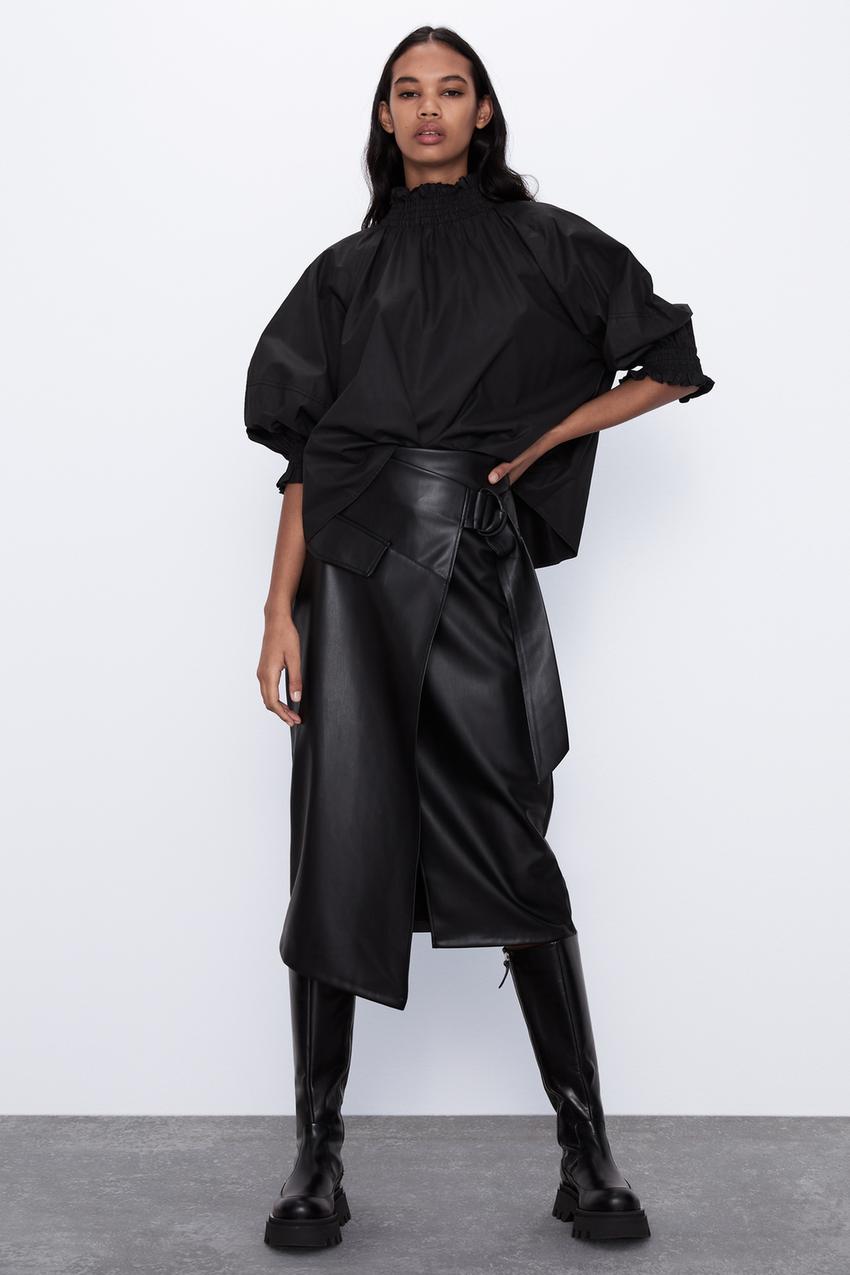 Rok In Leerlook En Ceintuur Zara Nederland