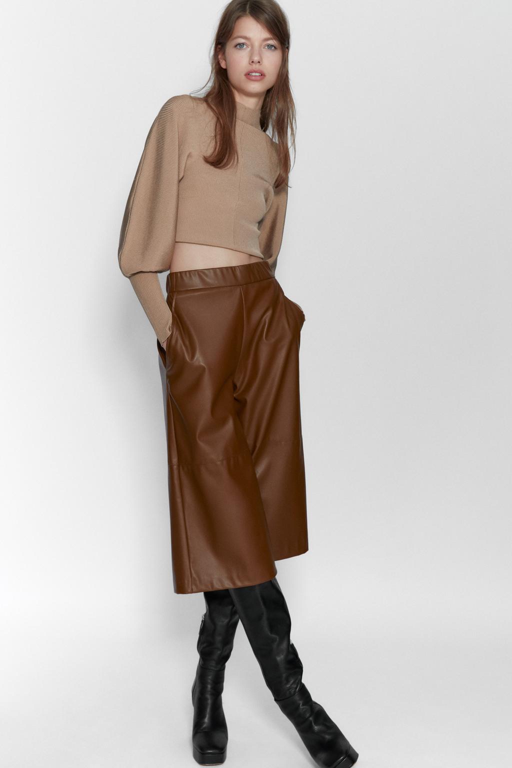 Image 1 of FAUX LEATHER BERMUDA SHORTS from Zara