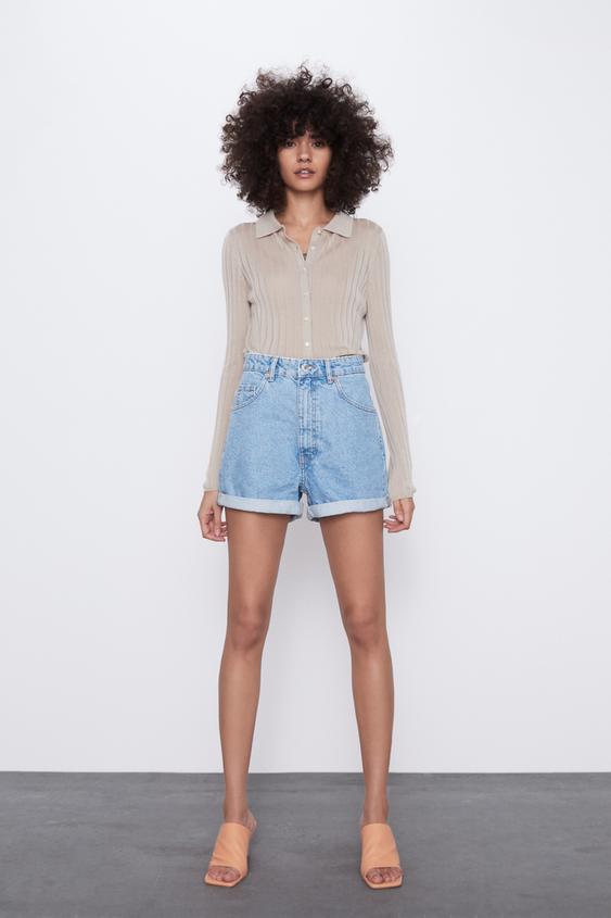 Zara Mom Fit Denim Shorts