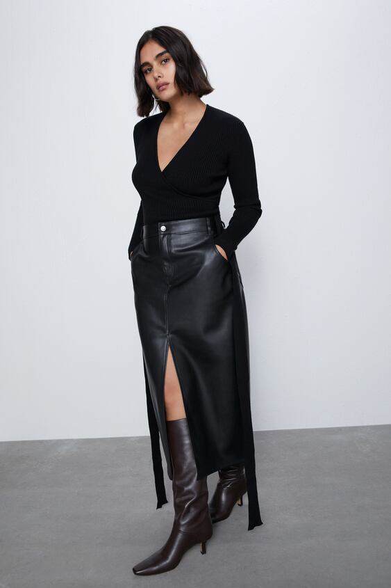 FAUX LEATHER PENCIL SKIRT
