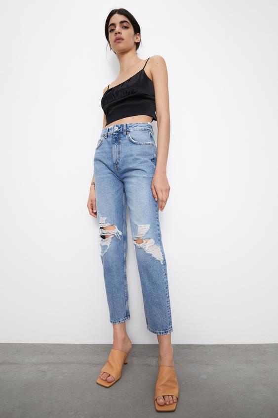 pantalon mom femme zara