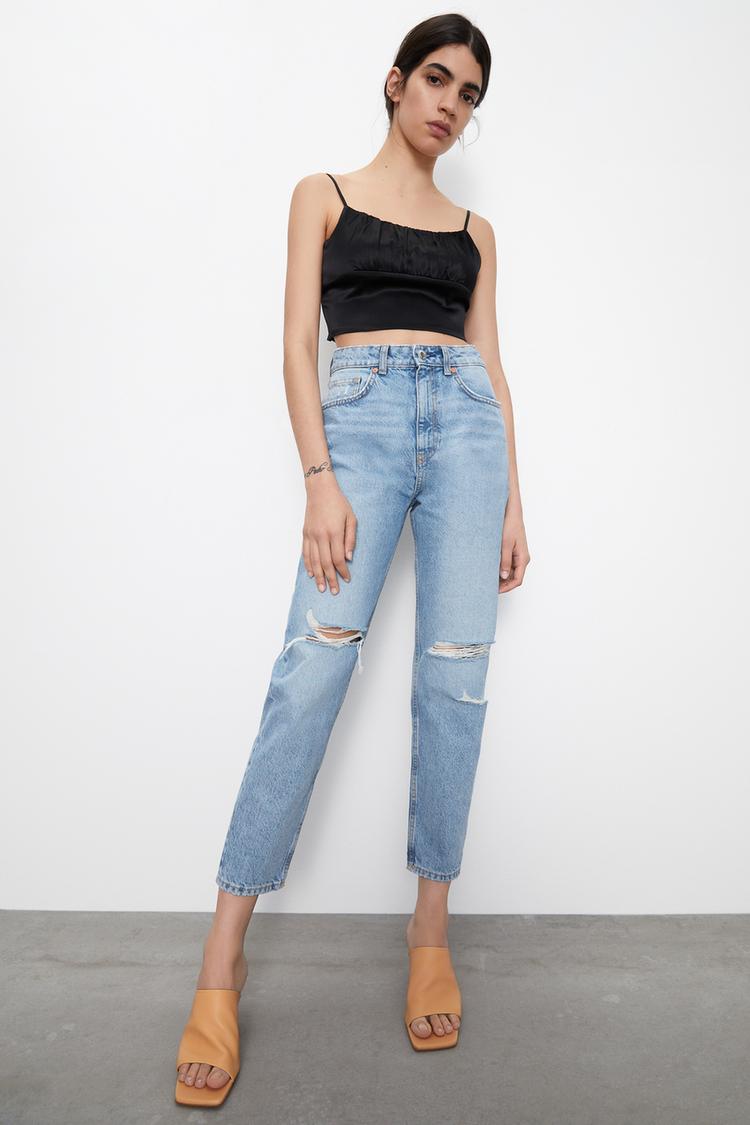 Jeans Mom Fit Rotos Zara Peru Peru