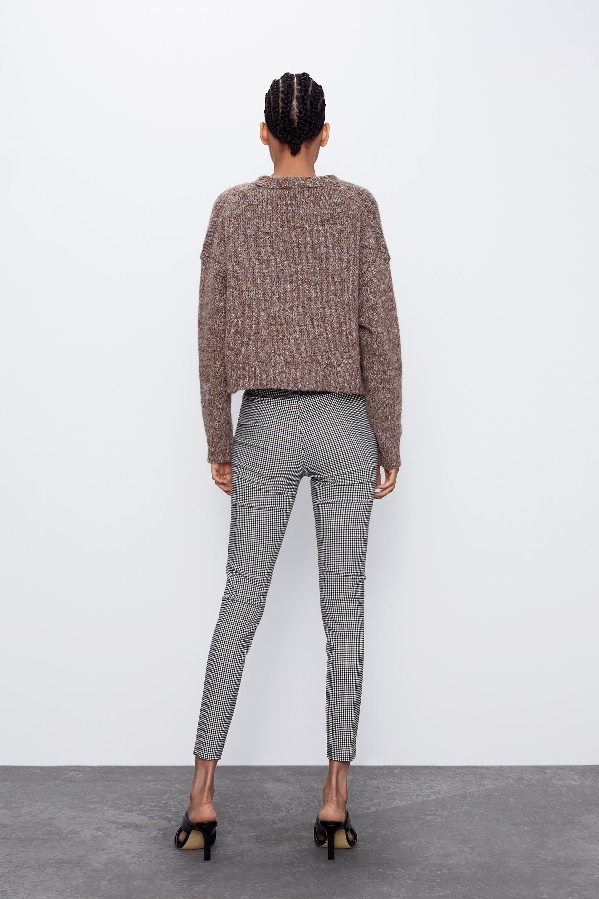 High Waisted Plaid Leggings Trf Zara Brasil