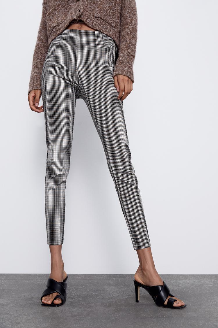 High Waisted Plaid Leggings Trf Zara Brasil