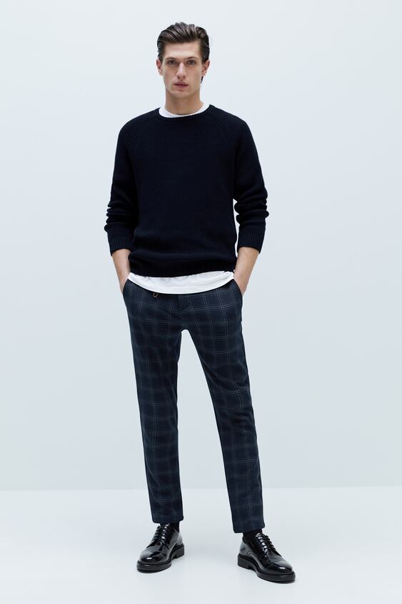 SLIM FIT HEATHERED TROUSERS