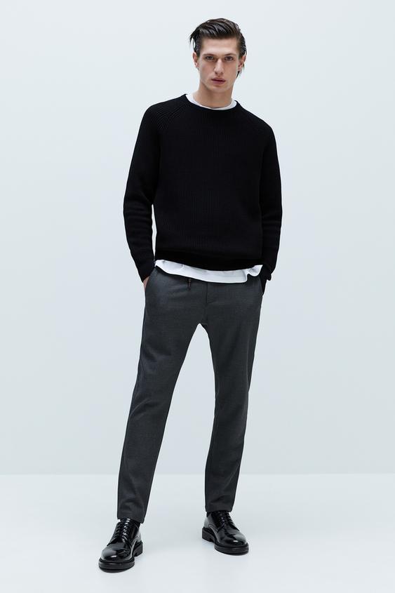 SLIM FIT HEATHERED TROUSERS