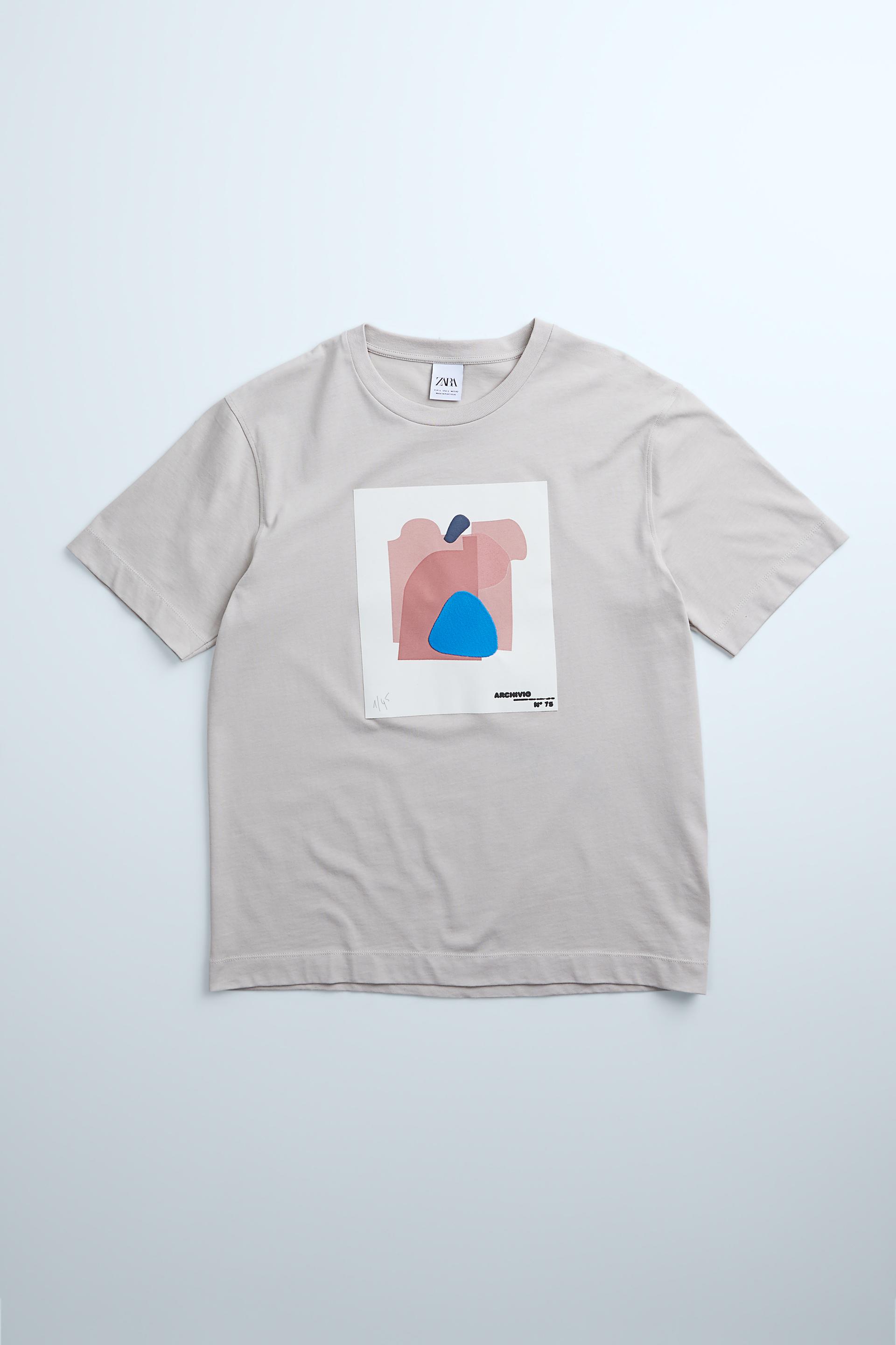 Premium Abstract Print T Shirt Zara Indonesia