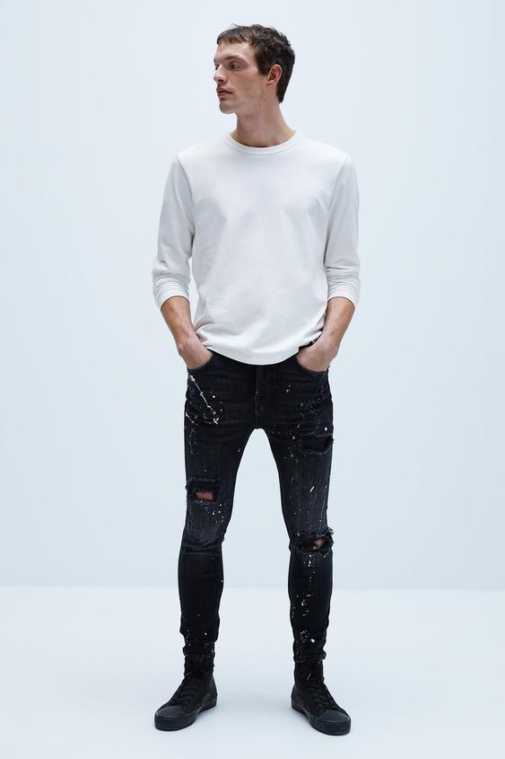 Splattered Skinny Jeans Zara Chile