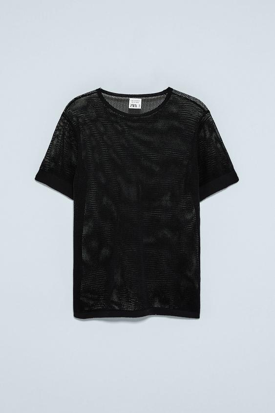 TEXTURED MESH SWEATER