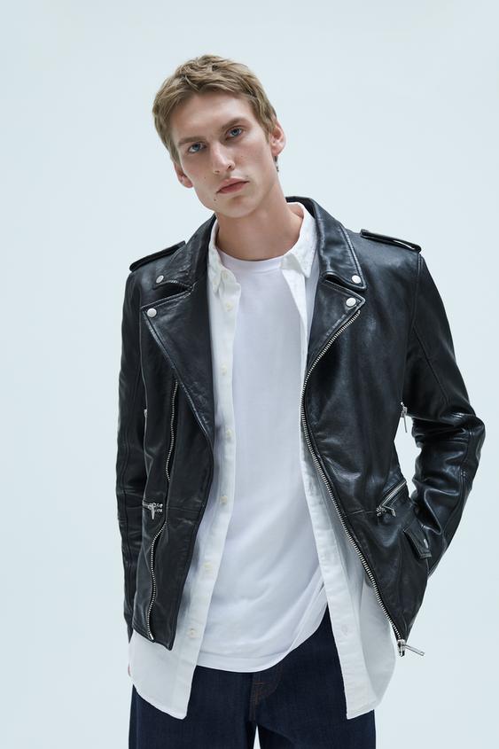 Giubbotto In Pelle Con Cerniere Zara Italia Italy