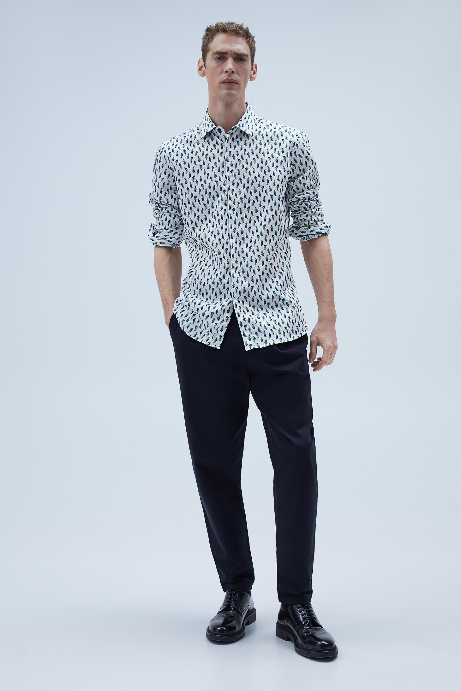 Feather Print Shirt Zara Ireland