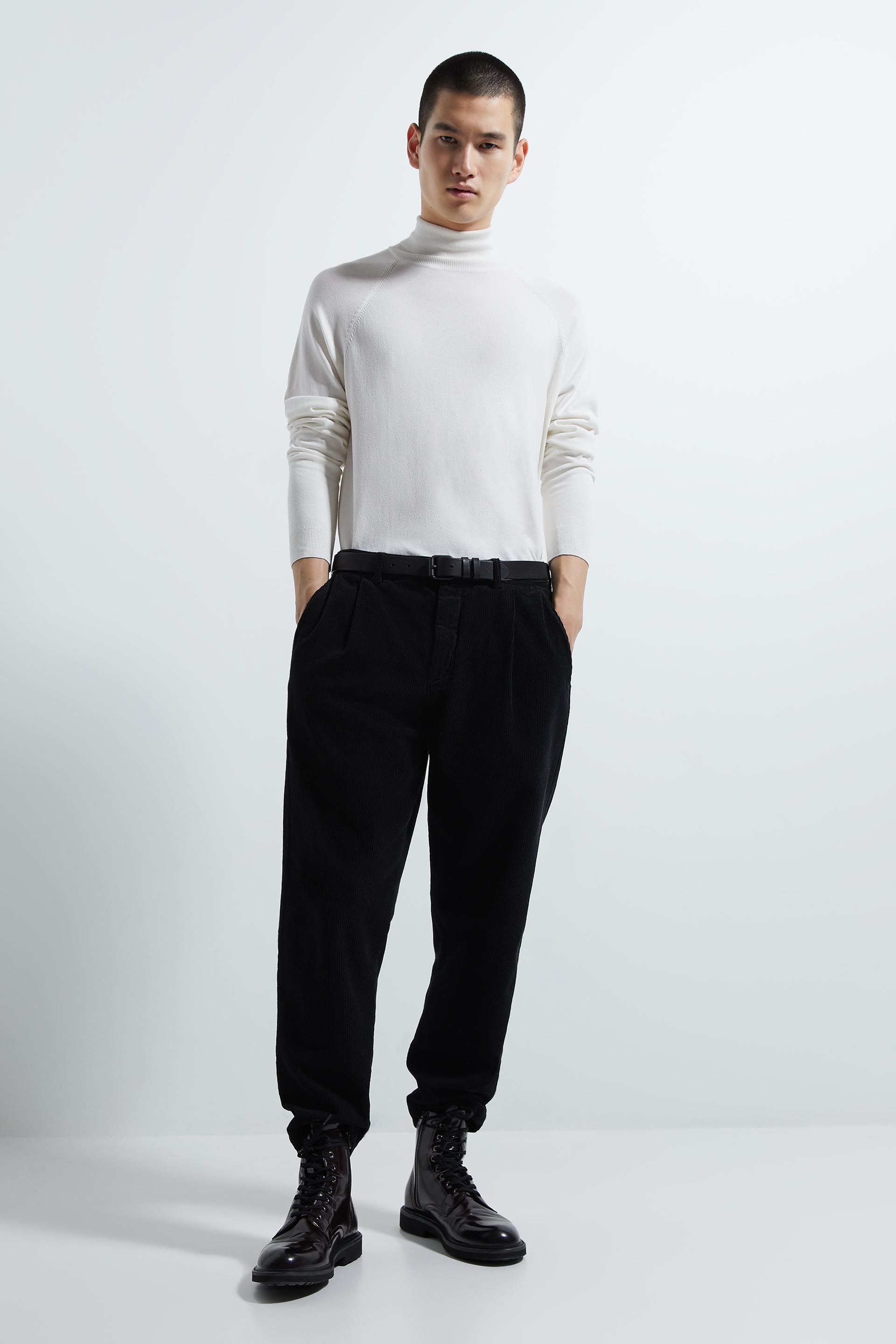 pantalon velour noir homme zara