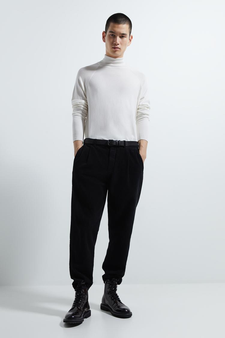 Pantaloni Pieghe Velluto A Costine Zara Italia Italy