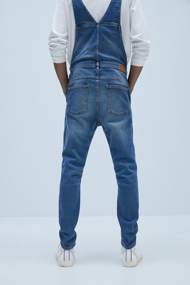 Salopetă Denim Cu Efect Prespălat Vintage Zara Romania