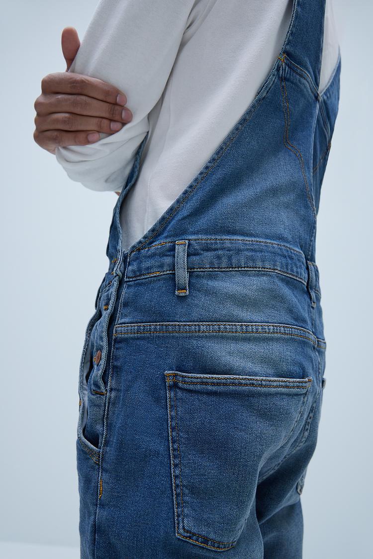 Salopetă Denim Cu Efect Prespălat Vintage Zara Romania