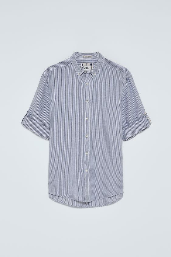STRIPED COTTON/LINEN SHIRT