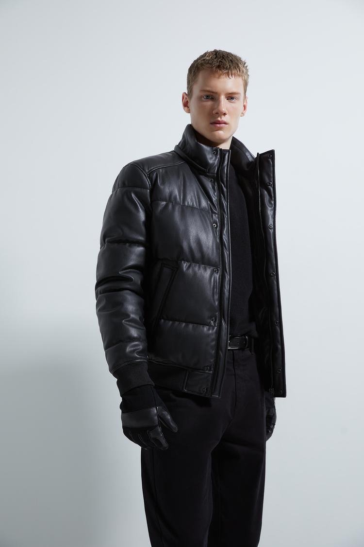 Faux Leather Puffer Jacket Zara United States