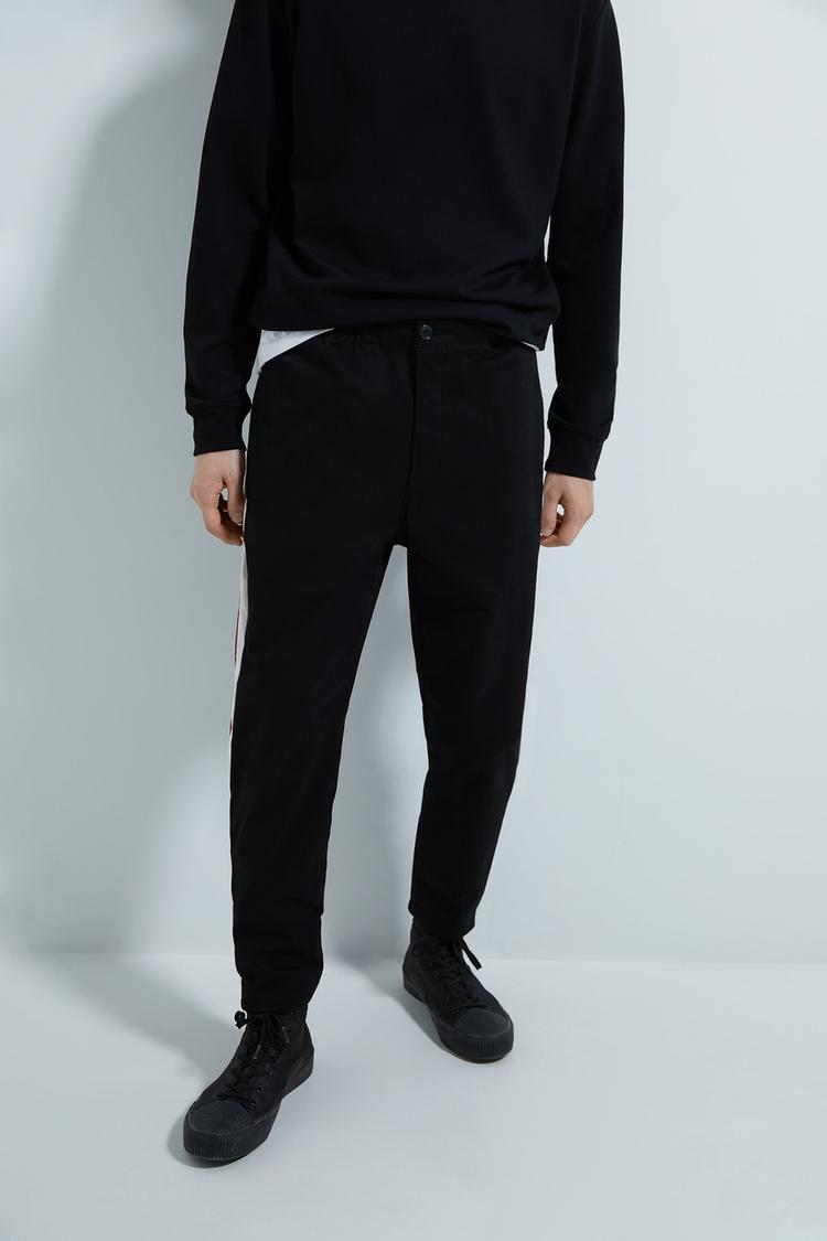 Pantaloni Model Gen Zara Sport Trening Barbati Noi Rosu Inchis