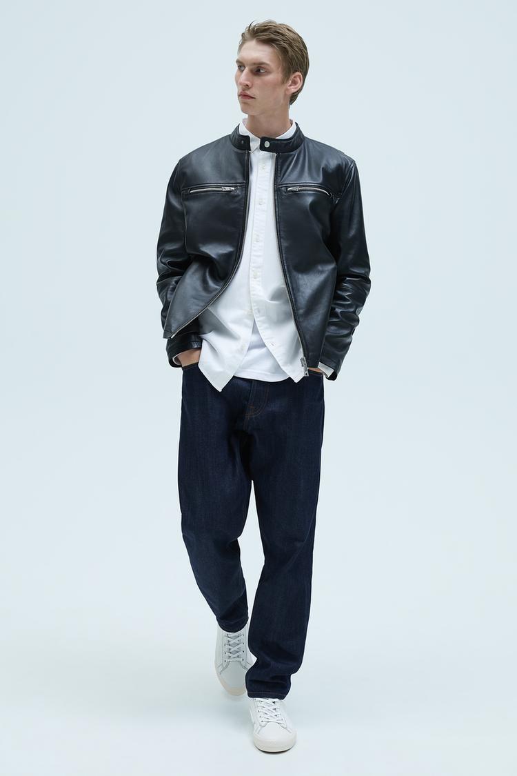 Giubbotto Biker Pelle Zara Italia Italy