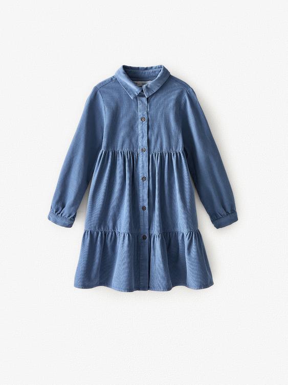FINE-WALED CORDUROY SHIRT DRESS