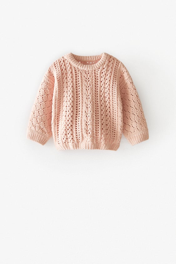 CHENILLE POINTELLE KNIT SWEATER