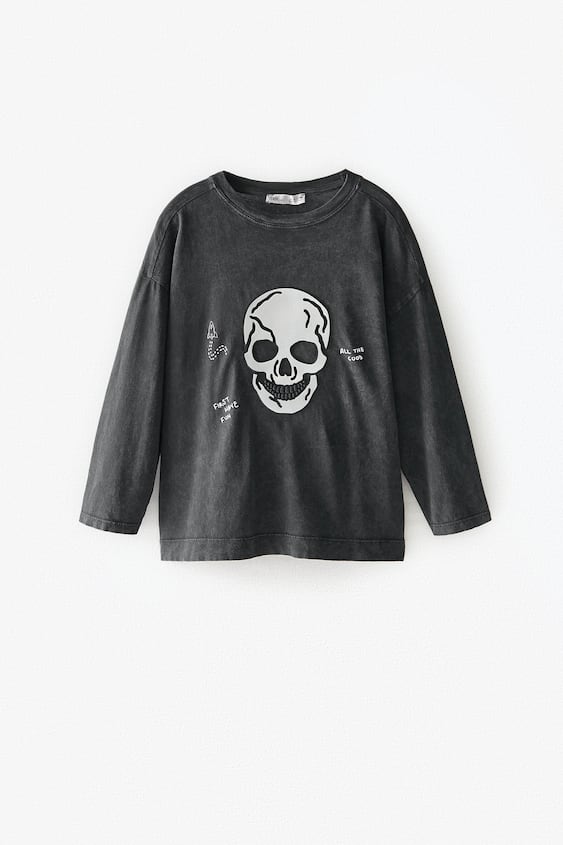 T-SHIRT WITH EMBOSSED SKULL