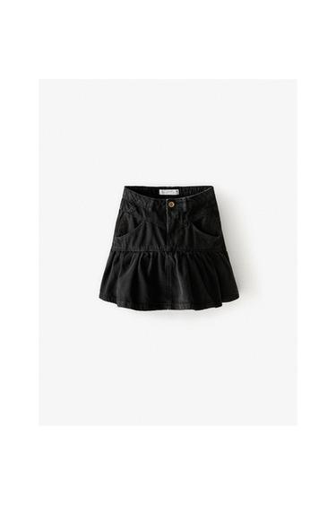 RUFFLED DENIM SKIRT