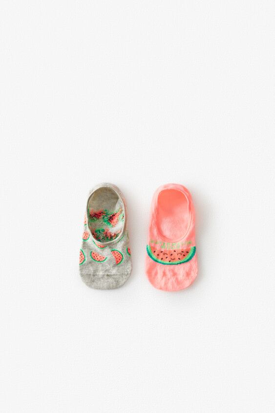 TWO-PACK OF WATERMELON PRINT NO-SHOW SOCKS