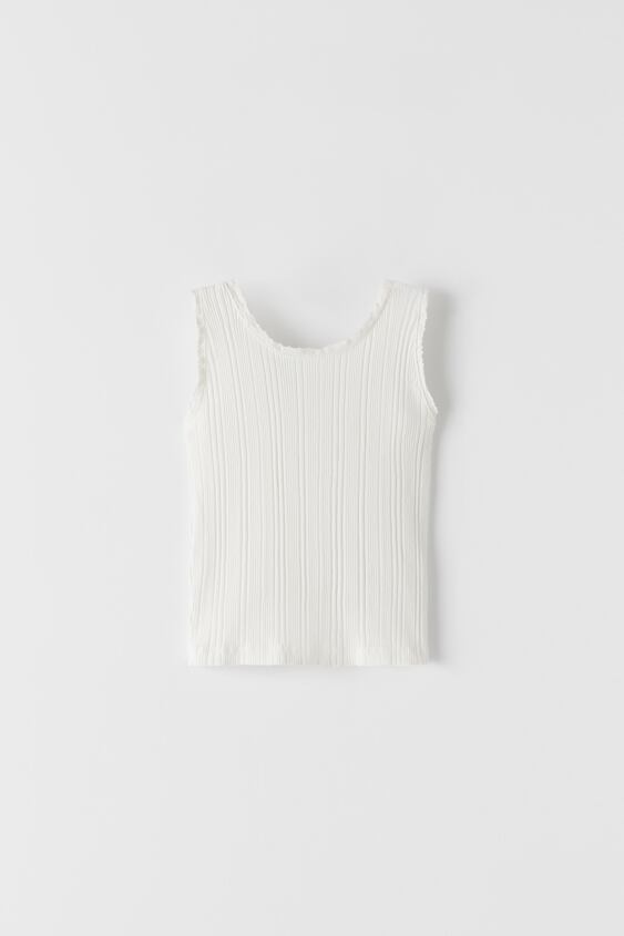 RIBBED T-SHIRT WITH LACE TRIM