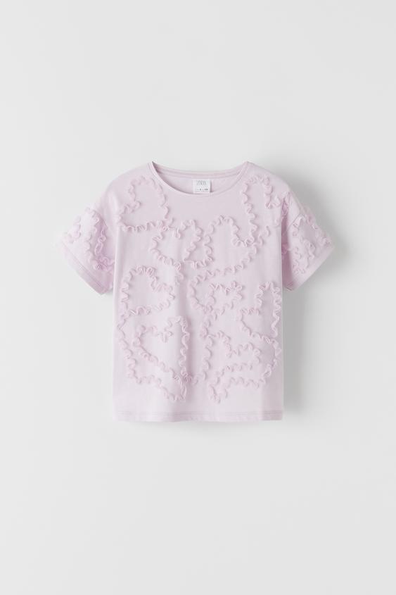 T-SHIRT WITH TULLE APPLIQUÉ
