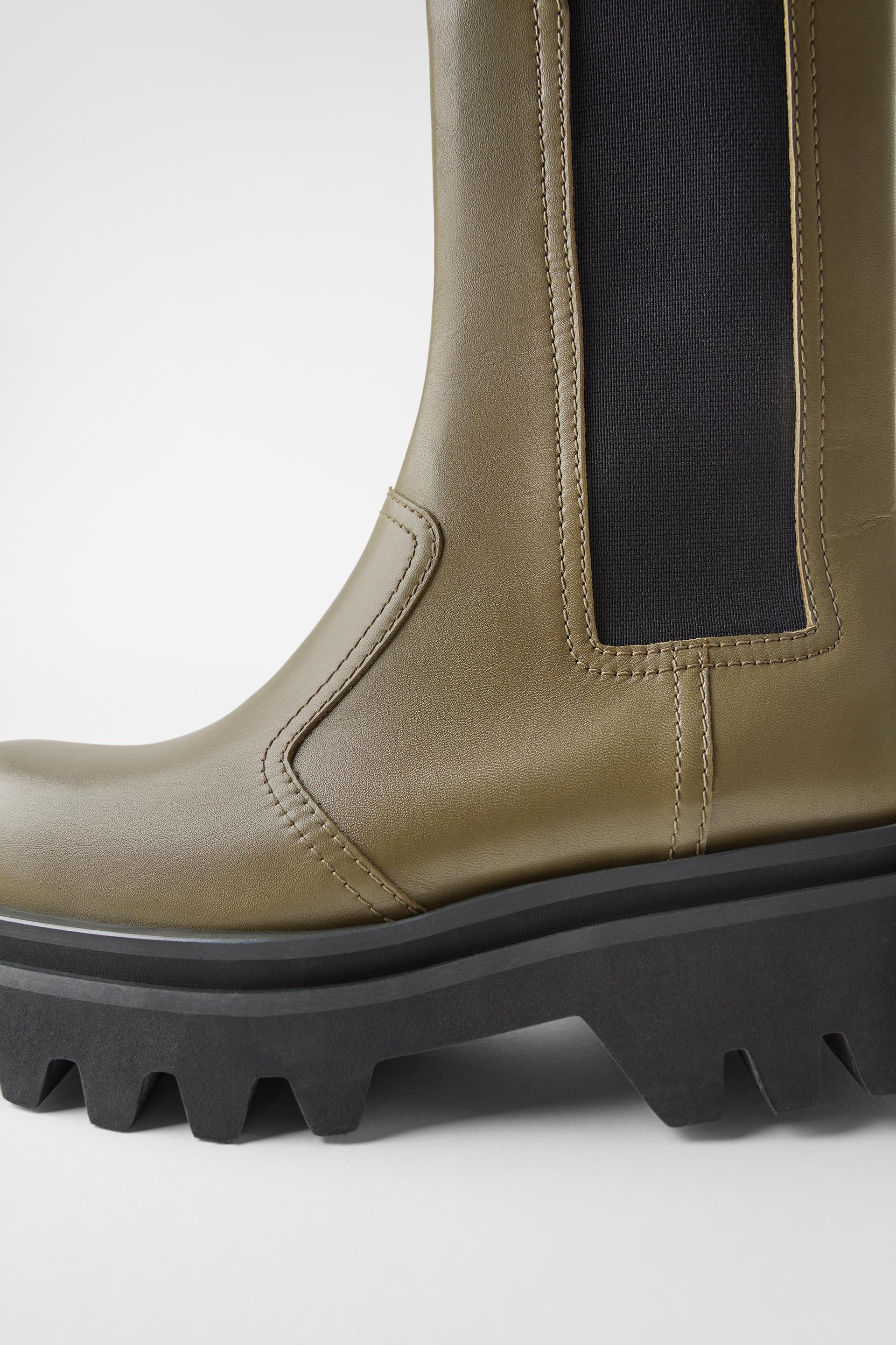 Track Sole Leather Ankle Boot Zara United Kingdom