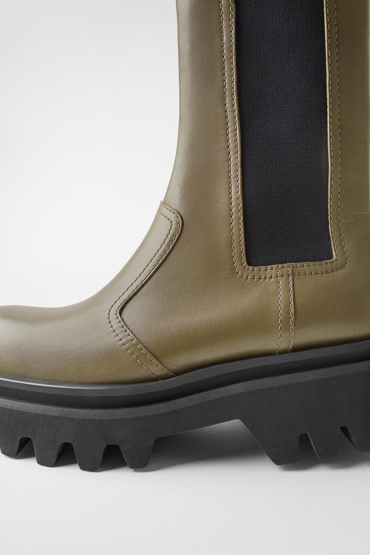 Leather Ankle Boots With Lug Soles Zara Canada